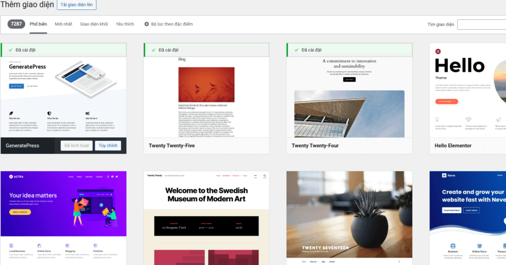 Kho giao diện wordpress vô cùng phong phú và đa dạng